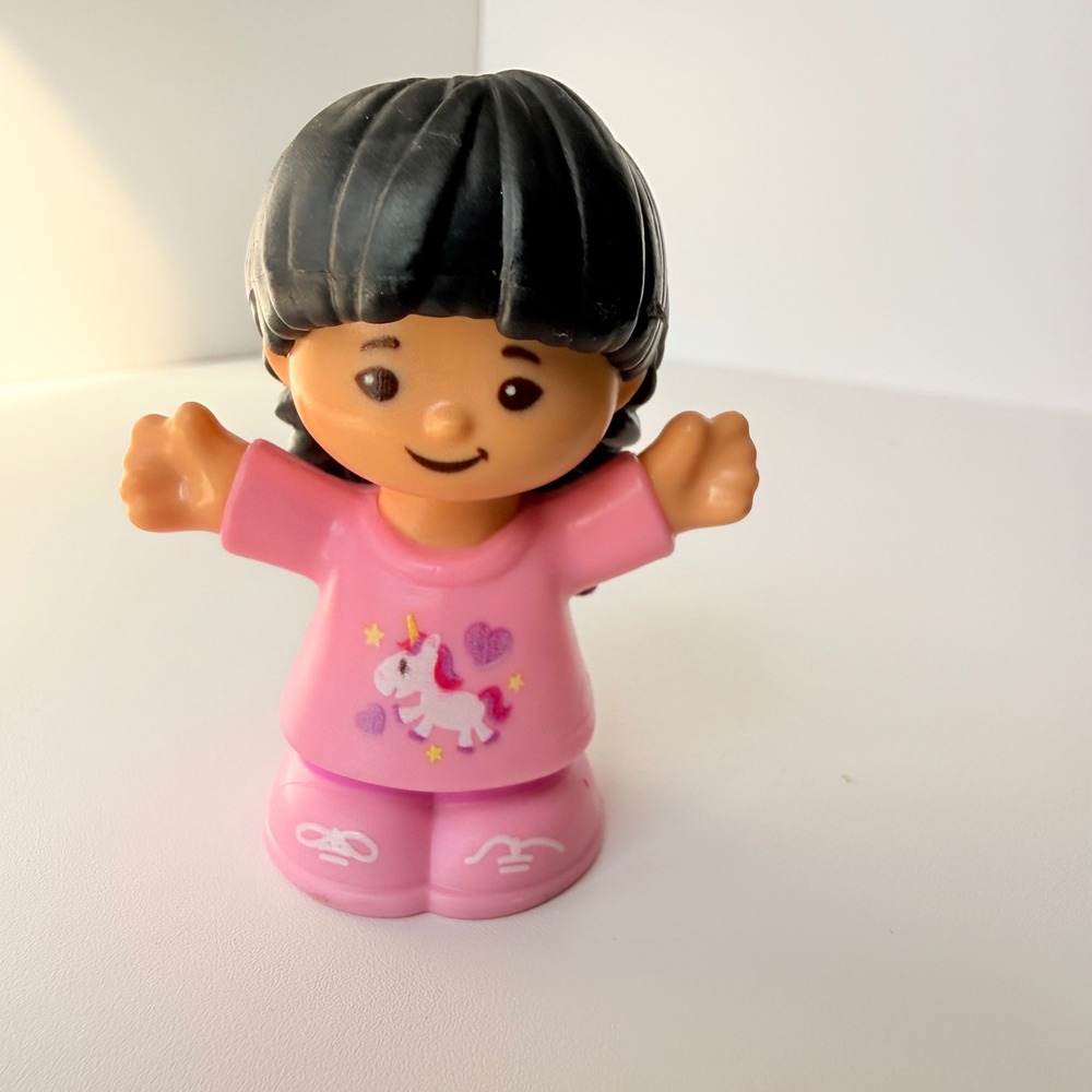 Fisher-Price‎ Little People Girl Pink Unicorn Pajamas Braids Sonya Lee Mattel